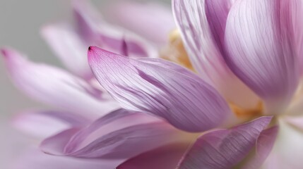 Fototapeta premium Close-up of a pink dahlia flower. the petals of the flower are a soft, pastel pink color and are arranged in a fan-like pattern.