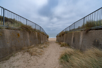 Fototapeta premium Path through the sand dunes to Winterton beach on the Norfolk Coast