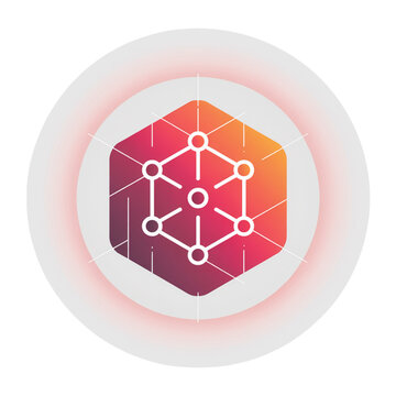 Abstract Hexagonal Network Icon with Gradient and Light Ring connection technology isolated on a transparent background