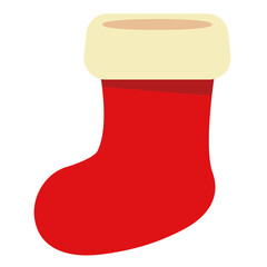 Christmas Socks. Winter Stocking with Holiday, Xmas Element. Red Santa Stocking. Vector Illustration