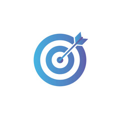 Blue and Purple Gradient Target Icon with Arrow on Black Background bullseye goal isolated on a transparent background