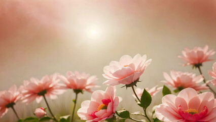 Fototapeta premium Soft Blurred Y2K Florals Vintage Backgrounds. Colorful flowers in soft focus with gentle hues creating a tranquil and dreamy atmosphere