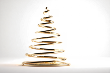 Elegant golden Christmas tree spiral wire design perfect for holiday cards and festive decorations