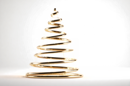 Elegant golden Christmas tree spiral wire design perfect for holiday cards and festive decorations