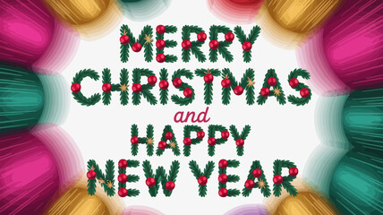 Merry christmas and happy new year greeting with festive decorations