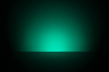 Abstract teal glow emerging from darkness, minimalist futuristic light horizon background