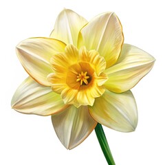 Fototapeta premium Digital illustration of a yellow daffodil flower with detailed petals and stem