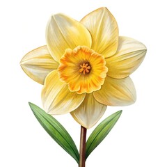 Fototapeta premium Beautiful watercolor illustration of a single daffodil blossom on a white background