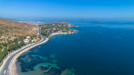 Fototapeta premium Cesmealti - Urla - Izmir - Turkey, View on ''Bride Rock'' or ''Sail Rock''. Gelinkaya