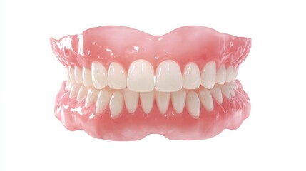 Obraz premium A set of dentures showcasing healthy, clean teeth. The dentures are meticulously crafted to provide a natural and confident smile