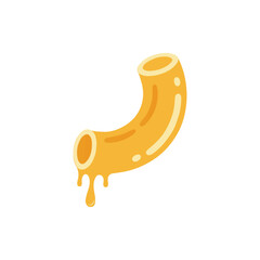 Single Macaroni with Melted Cheese , Cheesy Macaroni Illustration for Comfort Food Themes