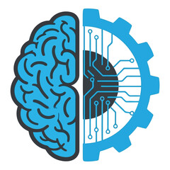 Ai and human brain fusion concept combining biology and technology vector