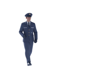 Male air force officer in a formal blue service dress uniform.