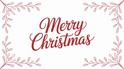 Elegant merry christmas text with decorative red floral corners