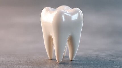 Close-up of a single healthy tooth, perfectly positioned on a textured surface, showcasing its natural beauty and strength. 