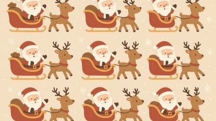 Fototapeta premium Festive Santa sleigh reindeer desktop wallpaper