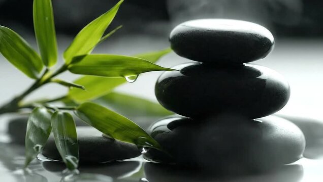 Zen stones in a calming water feature create relaxing spa vibes, promoting wellness