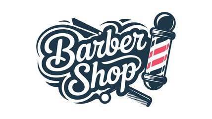 Classic barber shop logo with barber pole and comb design vector