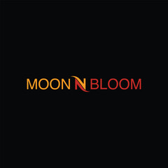 A graceful Moon N Bloom logo blending a crescent moon with blooming flowers, symbolizing beauty, growth, and serenity in elegant, modern minimalist style.