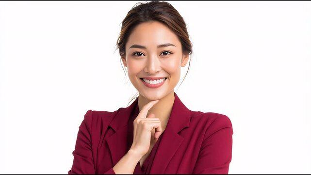 Confident business woman portrait with professional smile white - Powered by Adobe