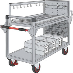 Industrial cart for warehouse storage and organization.