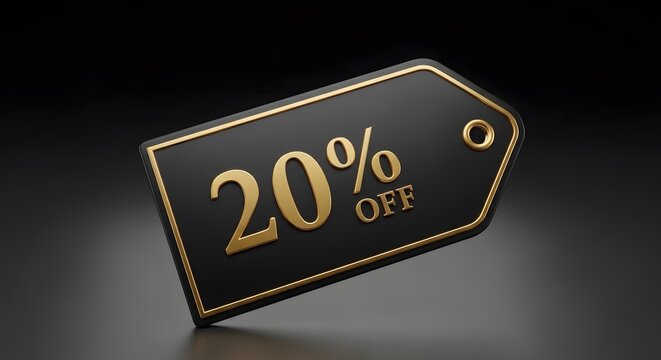 Luxury Black and Gold 20% Off Discount Tag, Elegant Sale Label