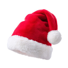 Realistic 3D Santa hat with white fur trim and pompom