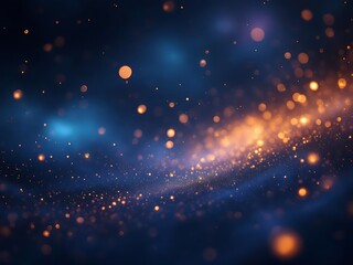 Abstract Dark Blue and Orange Glittering Light Background with Defocused Bokeh