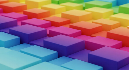 Obraz premium Colorful 3 D Cubes Arranged in Rainbow Gradient Pattern