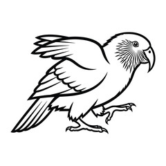 Obraz premium Kakapo bird silhouette outline drawing profile view wildlife vector