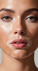 Close up portrait of woman with vitiligo natural glowing skin confident face diversity beauty concept self acceptance empowerment skincare awareness