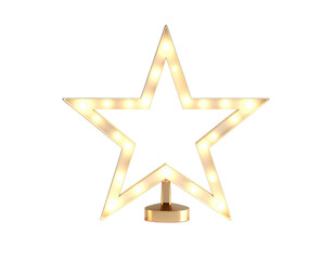 Obraz premium Illuminated five pointed star Christmas decoration with warm lights.
