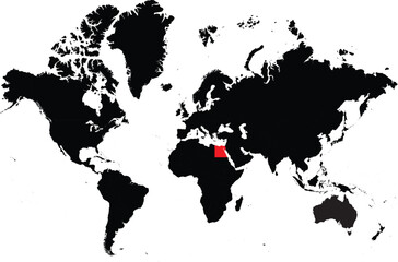 Egypt on the World Map Highlighted