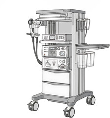 Medical Anesthesia Machine with Monitoring Equipment.