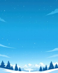 Fototapeta premium Winter landscape wallpaper illustration nature trees.