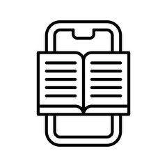 Smartphone with Open Book Icon Vector. Mobile Online Learning Book logo