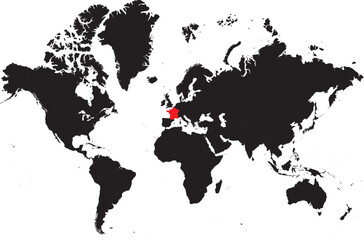 France on the World Map Highlighted