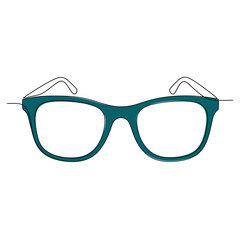 Fototapeta premium Line art stylish teal eyeglasses frames fashion eyewear trendy glasses prescription eye care vision correction accessory