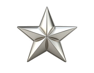 Obraz premium Shiny silver metallic five pointed star isolated on a white background.