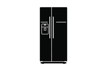 Black silhouette of a modern side by side refrigerator