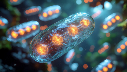 Glowing Microscopic Bacteria Abstract Art