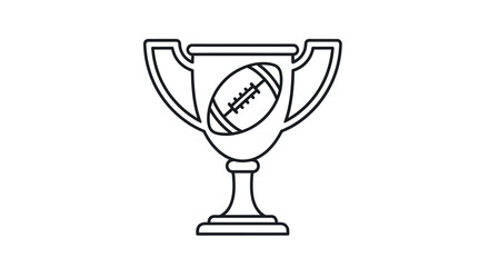 American Football Trophy Outline Icon with Ball.