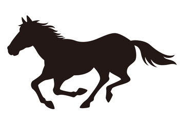 走る馬のシルエット／疾走する馬の姿（足を曲げたポーズ）
