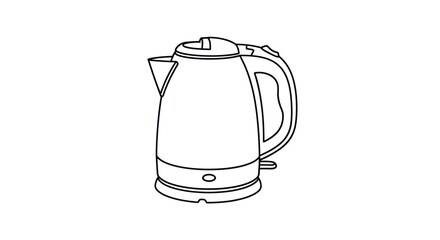 Modern Electric Kettle Outline with Handle and Spout.