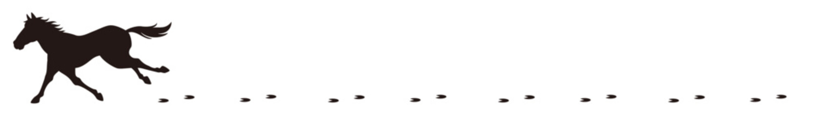 馬の足跡とシルエットライン／走る馬の軌跡デザイン