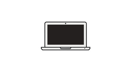 Modern minimalist laptop computer icon with dark screen.
