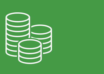 stack of coins banner with empty space for text on colorful background