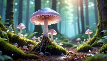 Bioluminescent Fantasy Mushroom Forest