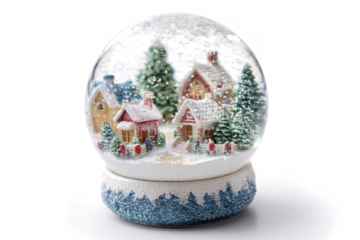 Snow globe with a winter village scene featuring houses and trees perfect for holiday decorations and seasonal displays