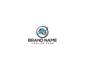 Clean House Logo Design: A clean, vibrant logo that represents the essence of home cleaning service. This design includes a house icon with cleaning supplies